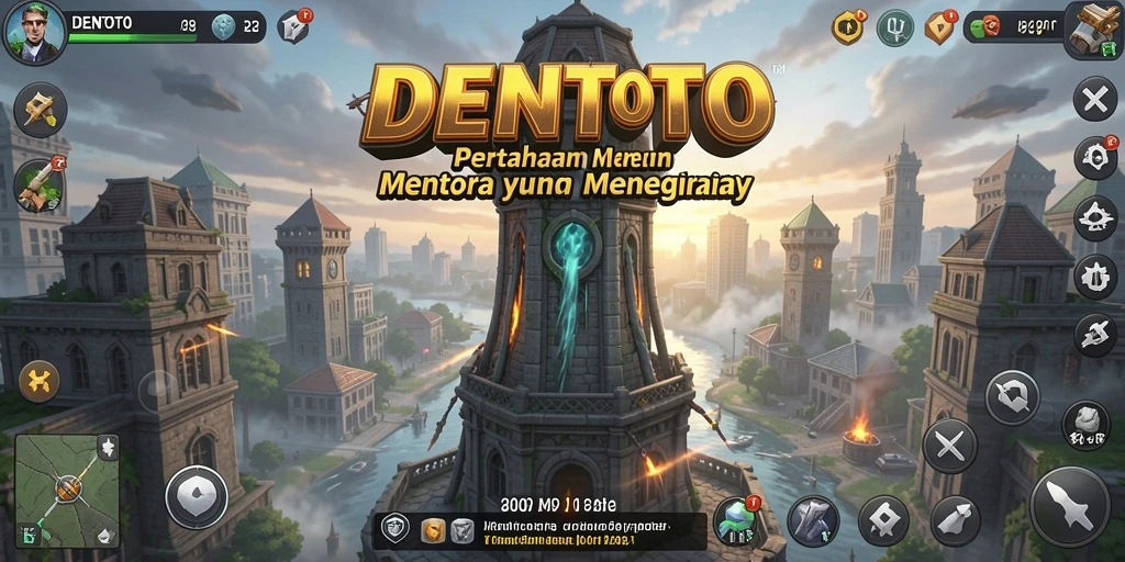 Tampilan gameplay menegangkan dalam DENTOTO dengan kerumunan musuh mendekat.