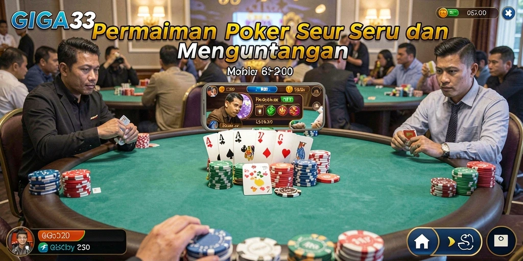 Screenshot utama GIGA33 menampilkan gameplay Poker yang mendebarkan.