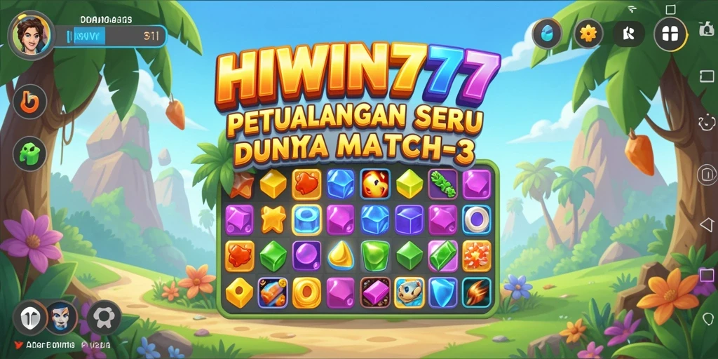 Gameplay seru HIWIN777 dengan tantangan Match-3 yang menawan.