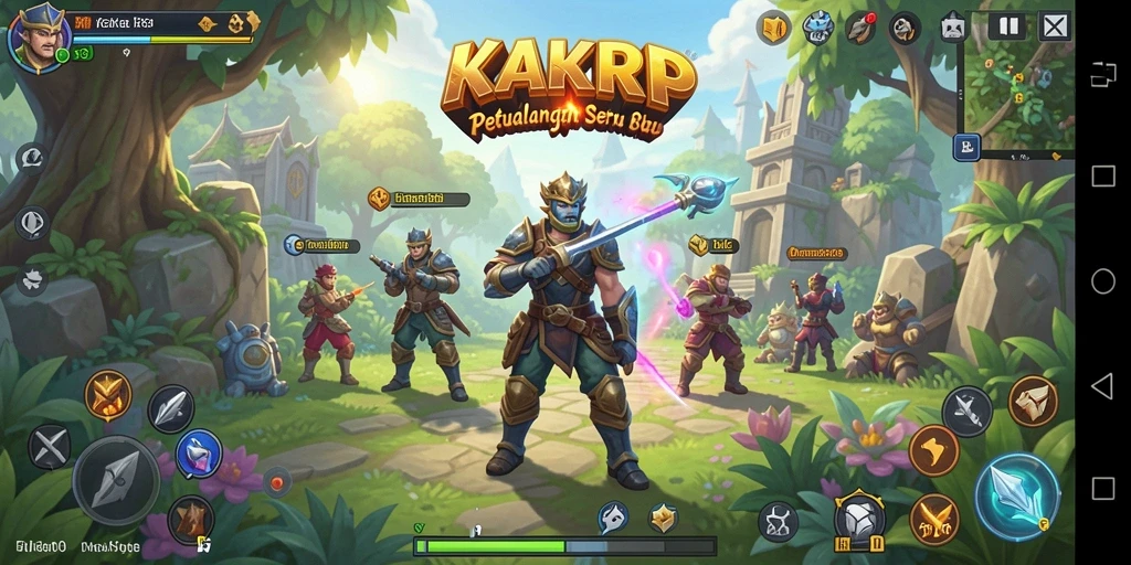 Tampilan gameplay KAKRP yang menawan dengan pertarungan seru dan dunia yang luas.