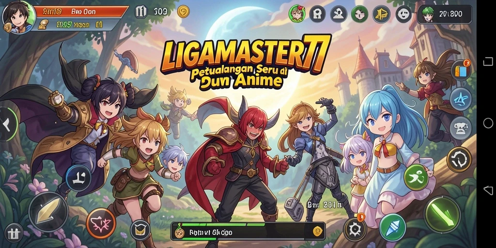 Tampilan gameplay seru dari LIGAMASTER77 dalam dunia anime.