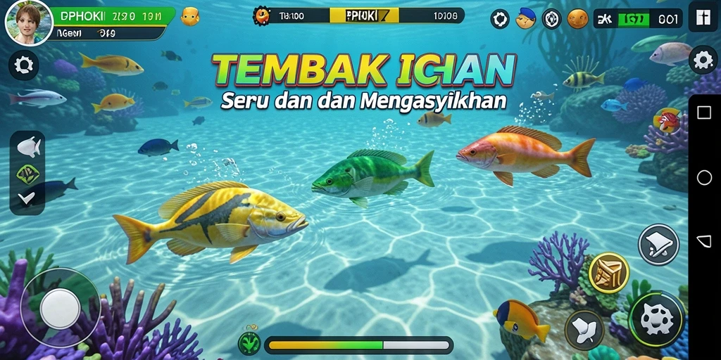Tangkapan layar menampilkan aksi seru dalam game Tembak Ikan PPHOKI.