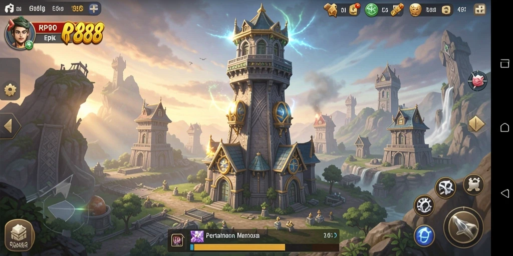 Gameplay menarik RP888 dengan berbagai menara strategi.